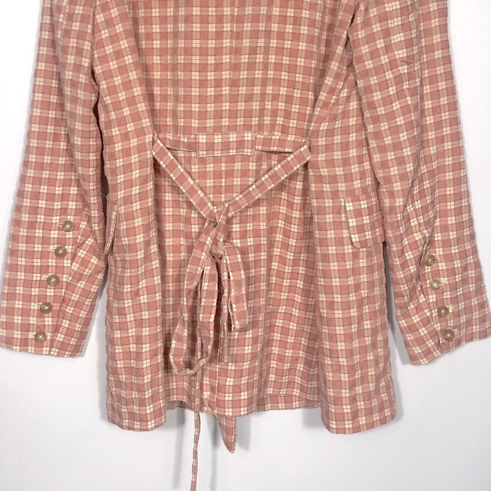NEW Free People Olivia Gingham Blazer Size S Cream/Pink - Picture 9 of 11